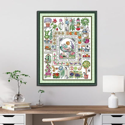 Qeerysew Cross Stitch Kits Stamped Full Range of Embroidery Starter Kits for Beginners DIY - Printed Kit Mary's Garden (Printed) 11CT19.7X24.8 inches