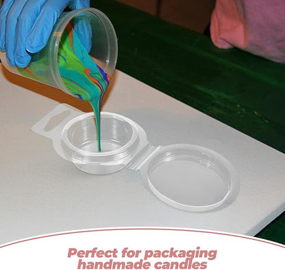 Zerodeko 100pcs Clear Plastic Wax Melt Molds Compact Clamshell Containers for DIY Candle Making Soap Cubes Packaging and Storage