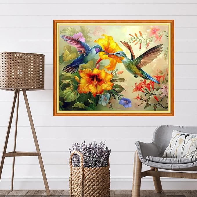 Artvxeay Stamped Cross Stitch Kits | Embroidery Kits for Beginners Craft Kit Needlepoint for Adults Supplies DIY 11CT- (Hummingbirds Collect Honey 16x20 inch)