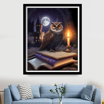 Findvoor Stamped Cross Stitch Kits for Beginners Full Range of Cross Stitching Embroidery Pattern for Adults, 11CT DIY Needlepoint Embroidery Starter Kits-Magic Owl 15.7x19.7 inch