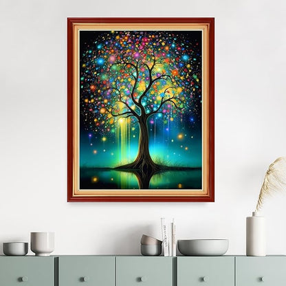 Dimensean Stamped Cross Stitch Kits Full Range of Embroidery Patterns Starter Kits for Beginners Adult DIY Cross Stitches Needlepoint Kits 11CT-Aurora Tree 16x20 inch
