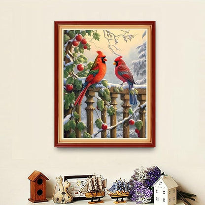 Dooxvey Cross Stitch Kits for Adults Stamped Full Range of Embroidery Starter Kits for Beginners 11CT Printed Cross Stitch Patterns Needlepoint Kits Stamped Crossstitching-Bird Snow Scenery 16x20 inch