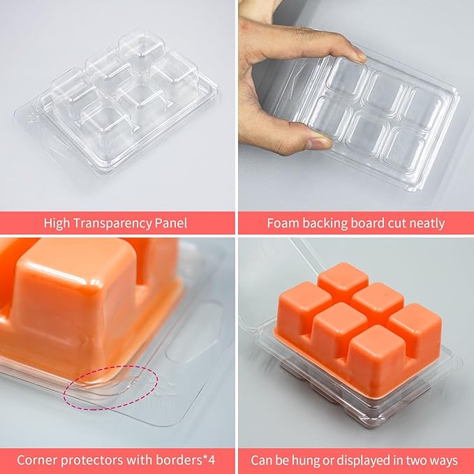 Thickened Wax Melt Molds Containers Clamshells Packaging for Wax Melts,Wax Tart Packaging for Enterprises or Households,Wax Seal Mold,Scentsy Wax Melts,Soy Wax,Wax Melt Warmer (110pcs)