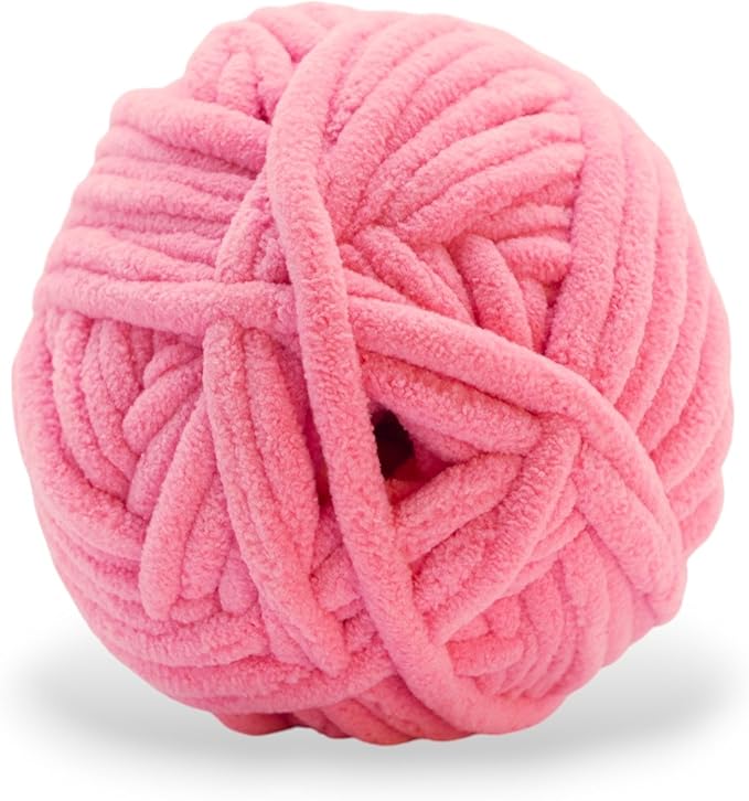 Okey Dokeys 300g Jumbo Velvet Chenille Yarn 7 Jumbo – Plush, No-Fray, Durable Plushies, Posh Soft Crochet Projects Beginner Friendly (130 yds) (Bubble Gum Pink (107), 1 Pack (17.90/Skein))