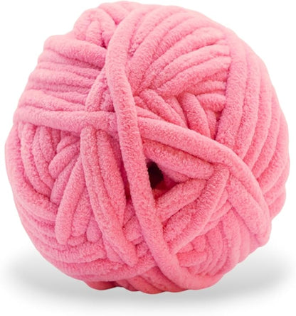 Okey Dokeys 300g Jumbo Velvet Chenille Yarn 7 Jumbo – Plush, No-Fray, Durable Plushies, Posh Soft Crochet Projects Beginner Friendly (130 yds) (Bubble Gum Pink (107), 1 Pack (17.90/Skein))
