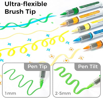 Ohuhu Acrylic Paint Markers Brush Tip: 24 Colors Automatic Ink Control Acrylic Markers High Opacity Paint Pens Waterproof Lightfast for Rock Painting 3D Prints Easter Eggs Wood DIY Crafts- Nahuku