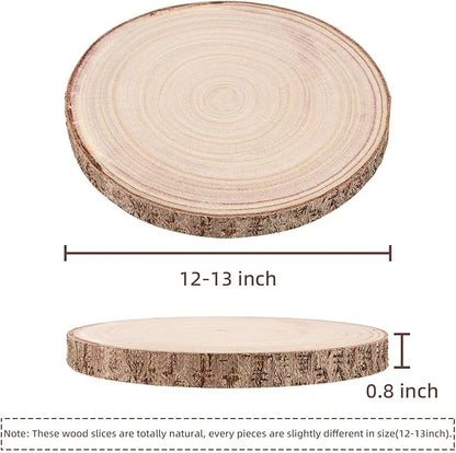 Maputune 8 Pcs 12-13 in Large Unfinished Wood Slices for Centerpieces, Natural Rustic Wooden Plate for DIY Craft, Round Wood Chips for Signage Painting Wedding Party Christmas Decor