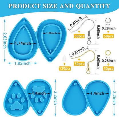 323 Pcs Resin Kits and Molds Complete Set, Resin Earring Mold, Earring Making Kit, Earring Hooks for DIY Resin Jewelry Molds Resin Casting with Earring