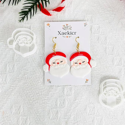 Xaekicr Christmas Santa Polymer Clay Cutters Set – Clay Earring Cutters for DIY Earrings – Cute Holiday Face Clay Molds – Polymer Clay Tools for Jewelry Making
