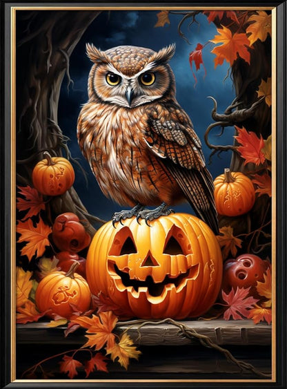 Leczany Cross Stitch Stamped Kit for Adults - Owl | DIY Embroidery Starter Patterns Craft Kit Needlepoint for Beginner | 11CT, 3 Strands | 13.8x17.2 inches