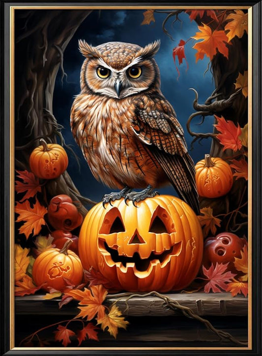 Leczany Cross Stitch Stamped Kit for Adults - Owl | DIY Embroidery Starter Patterns Craft Kit Needlepoint for Beginner | 11CT, 3 Strands | 13.8x17.2 inches