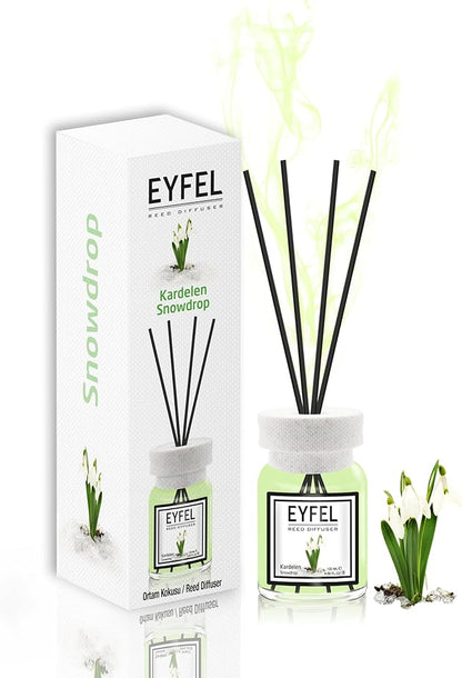 EYFEL Snowdrop Reed Diffuser Set - 4.05 fl oz, Bathroom & Home Scented Sticks