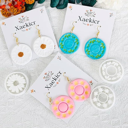 Xaekicr Round Floral Polymer Clay Cutters Set – Clay Earring Cutters for DIY Jewelry, Circle Flower Clay Tools for Earrings Making, Clay Molds for Polymer Clay Projects