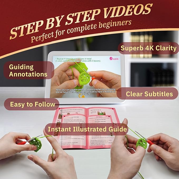 SGIBYN Crochet Kit for Beginners with Step-by-Step Video Tutorials,Cute Mushroom Crossbody Purse Bag Starter Crochet Kit for Women Knitting Kits Learn to Crochet Set (Mushroom Bag)