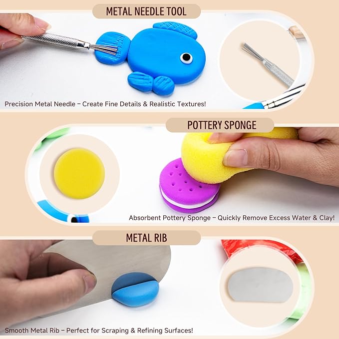 Clay Sculpting Tools Kit 28PCS, Clay Pottery Carving Tool Kit with Wooden & Stainless Steel Clay Tools, Professional Clay Sculpting Tools for Adults, Sculpting Tools for Air Dry Clay, Polymer, Ceramic