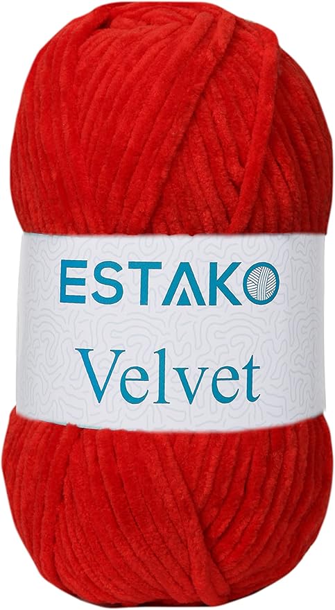 Estako Velvet Chenille Blanket amigurumi Yarn for Crocheting and Knitting Super Bulky 100 gr (132 yds) (1540 - Pomegranate)