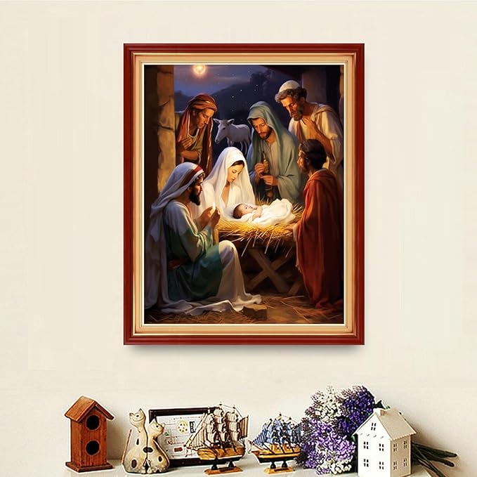 Dooxvey Cross Stitch Kits for Adults Stamped Full Range of Embroidery Starter Kits for Beginners 11CT Printed Cross Stitch Patterns Needlepoint Kits Stamped Crossstitching-Great Nativity 16x20 inch