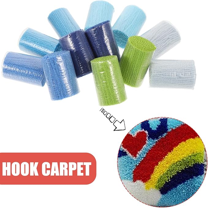 FRCOLOR 12Pcs Precut Latch Hook Yarn for DIY Rug Making Soft Acrylic Yarn Bundles for Sewing Knitting Craft for Blankets and Carpets Decoration