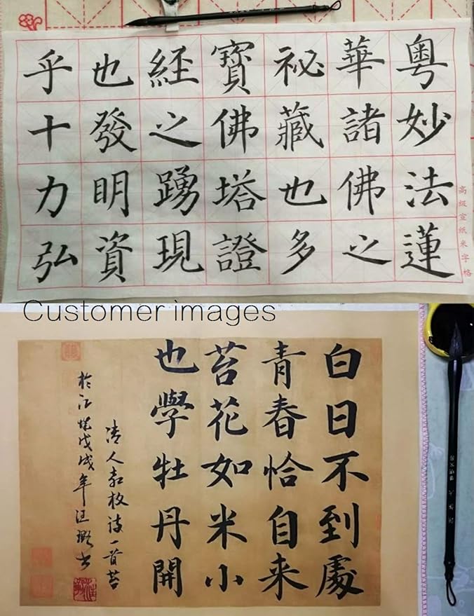 Qi Ming Wen Fang Chinese Calligraphy Brush, Chinese Brush Sumi Brush Pen for 7–10cm, Liquid Ink Brush for Regular/Running/Cursive Script, Painting Drawing Brushes Kanji Art, QingYue Large 1pc