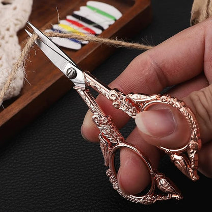 YOUGUOM Sewing Embroidery Scissors – Small Vintage Sharp Pointed Tip Shears for Craft, Artwork, Handicraft DIY Tool, 4.6in Rose Gold Bird Style