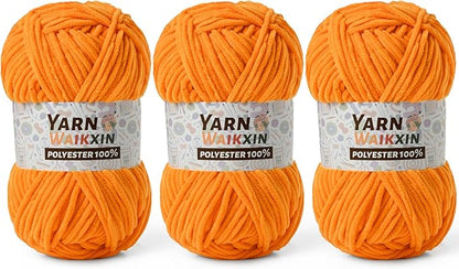 Soft Chenille Yarn for Crocheting, Fluffy Chunky Crochet Yarn for Baby Blanket, (5.29oz/196.8yds) Fuzzy Velvet Yarn for Amigurumi&DIY Puzzle、Crafts、Scarf(3 Orange)