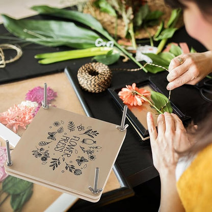 Abaodam Portable Flower Press Kit for Specimen Making Dried Flower and Leaf Pressing Tool Easy Carry DIY Craft for Adults for Scrapbooks Cards Wedding Decor