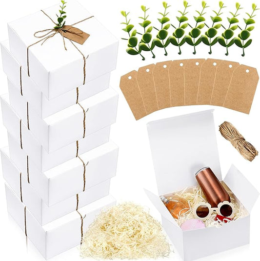 Crtiin 8 Pack Gift Boxes Set 8 x 8 x 4 Inch White Paper Bridesmaid Proposal Gifts Box with Lids for Presents Wedding Bridal Shower Baby Shower Christmas Filler Birthday Gift Packging Party Favors