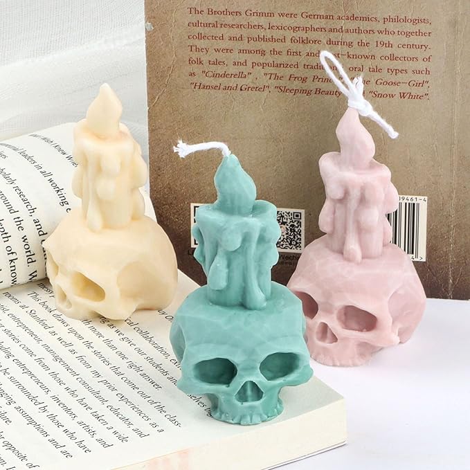 Grainrain Skull Silicone Candle Molds for Candle Making Wax Soap Making Mould Moldes de Silicona para Velas moldes Jabones Create 3D Candles for Home Decoration and Gifts (F20-SXY166)