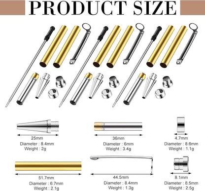 Colarr 20 Pcs 7mm Slimline Pen Kit with Refill Wood Turning Twist Pen Kit Lathe Turning Supplies for DIY Copper Making Friend Teacher Students Gifts(Silver)