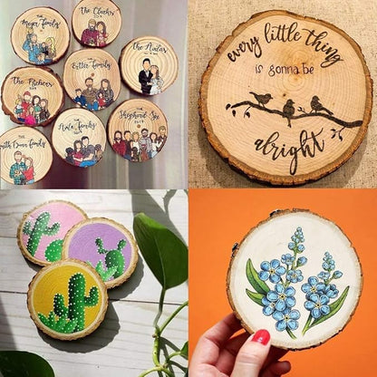 William Craft Unfinished Natural Wood Slices with Bark 25 Pcs 3.1-3.5 Inches Unfinished Wood Craft Kit Undrilled Wooden Circles Without Hole Tree Slice for Arts Painting Christmas Ornaments DIY Crafts