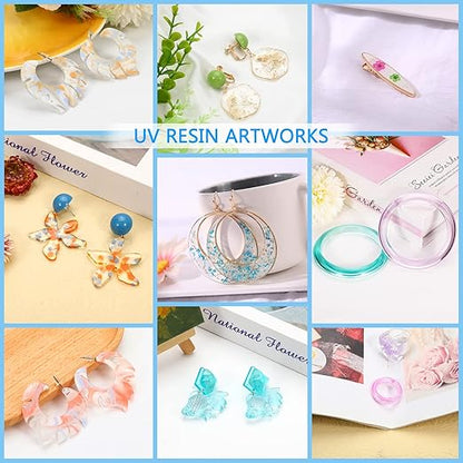 KISREL 400g UV Resin with Light, UV Headlamp 22 Beads 36W (Non-Battery), Larger Size Light and Upgraded Hard Type Crystal Clear UV Resin Kit for Craft & Jewelry Making