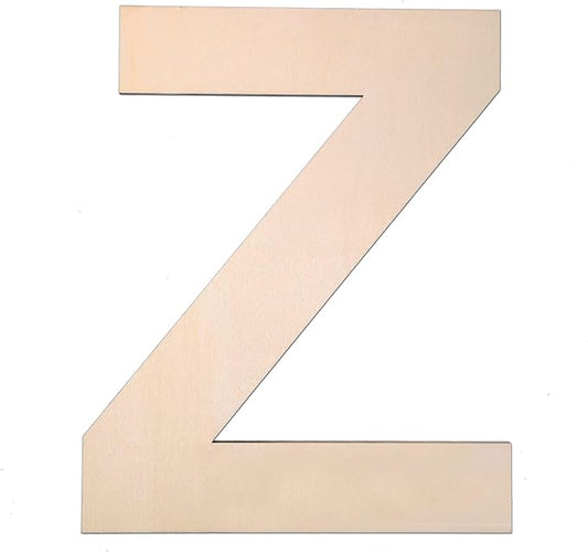 12 Inch Wooden Letter Z, 1/4 Inch Thick Large Unfinished Wood Letter for DIY Crafts Home Wall Decor