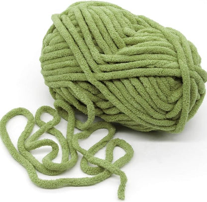 NICEEC 3 Skeins Sparkling Chenille Yarn Soft Blanket Yarn for Crochet & Knitting, Total 165yds/10.6oz - Mint Green