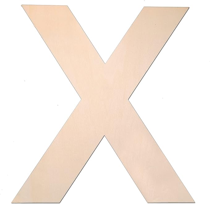 12 Inch Wooden Letter X, 1/4 Inch Thick Large Unfinished Wood Letter for DIY Crafts Home Wall Decor
