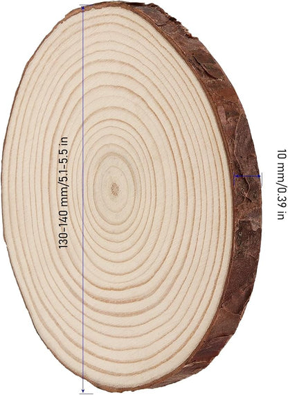 KINJOEK 30 PCS Natural Wood Slices 5.1-5.5 Inch with Bark Unfinished Wood Circles for Coasters DIY Crafts Wedding Decorations Christmas Ornaments