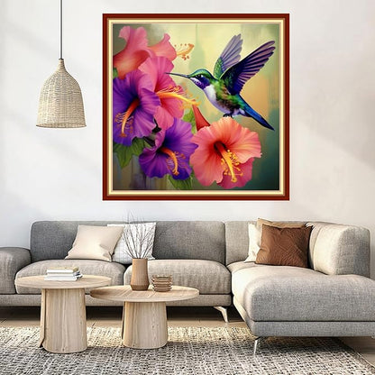 DMCVIVR Stamped Cross Stitch Kits for Beginners Adults Needlepoint Kits for Beginners Embroidery Kits for Adults Crossstitch Kit for Beginners 11CT-Hummingbird 18x18 inch