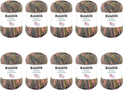 500g(10x50g) Acrylic Yarn for Crocheting and Knitting, Colorful Gradient Yarn Thread, 10 Rolls Skeins, Multicolor Hilo Acrílico, Perfect for DIY Crafts Project