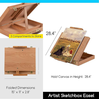 MEEDEN Oil Painting Kit, Painting Sets with Sketch Easel Box, Professional Art Paint Supplies Kit with Paint Brushes, Palette Knives, Canvases for Painting Supplies for Adults