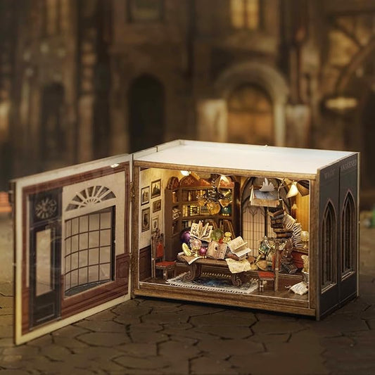 DIY Miniature House Kit, CUTEROOM Mini House Kit for Adult to Build, Wooden Dollhouse Making Kit with Furniture, Christmas Birthday Gifts (Magic)