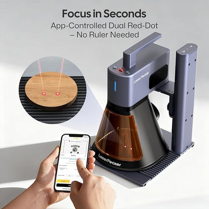 LaserPecker LP2 Plus SpinTrack Bundle, 10W Diode Laser Engraver with Versatile Electric Roller, Portable Laser Engraving Cutter Machine for Wood, Leather, Acrylic, Coated Metal and etc.