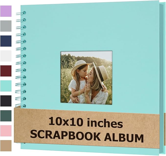 Scrapbook Album 10x10 Inches Photo Album Hardcover Kraft with Window Scrap Book Blank Memory Book for Baby Wedding Guest Book Couples Graduation Travel DIY Anniversary, 40 Pages LightBlue