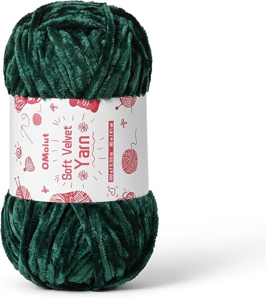 100g Fluffy Velvet Chenille Yarn for Crocheting and Knitting, 80m (87.5yd) Baby Yarn for Crocheting Soft, Crochet Chunky Yarns Amigurumi Yarns (Army Green)