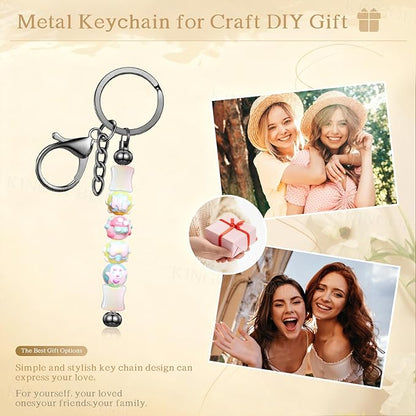 12 PCS Beadable Keychain Making Kit,Key Chain Keyrings for Jewelry Making,Car Bag Purse Charms Key Chains Bulk Metal Blank Bars,DIY Supplies Christmas Gifts for Women Men Crafts Custom Projects Black