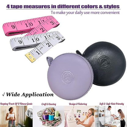 Tape Measure, 4 Pack Measuring Tape for Body Cloth Measurement Tape for Sewing Tailor Fabric Measurements Double Scale Soft Pink & White Tape Measure Retractable Measuring Tape Set