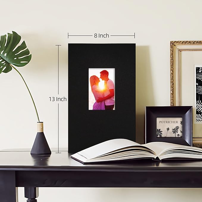 potricher Small Photo Album for 4x6 300 Photos Linen Cover Picture Book for Family Wedding Anniversary and Baby (Black)