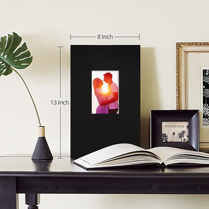 potricher Small Photo Album for 4x6 300 Photos Linen Cover Picture Book for Family Wedding Anniversary and Baby (Black)