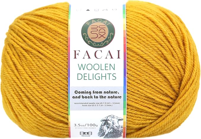 Facai Blend Merino Wool Yarn for Knitting - Worsted Weight,197yds (3.5oz) Ball, Ideal for Sweaters, Scarves, and Accessories (1, Tuscan Sun)