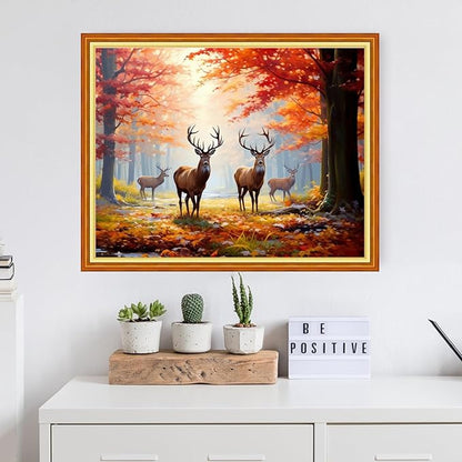 Dooxvey Adults Cross Stitch Kit - Late Autumn Elk 16x20 inch Pattern