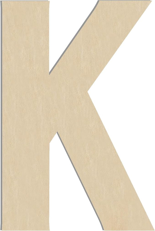 HILAZA 17 Inch Large Wooden Letter K, 1/4 in Thick Big Wood Letter for Wall Decor Crafts