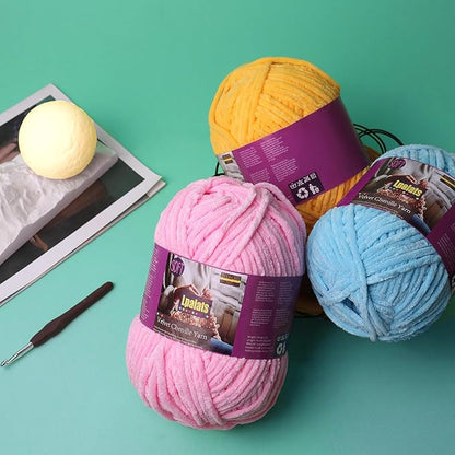 Baby Blanket Yarn for Crocheting - 1 Pack of 200g/7oz Chunky Chenille Yarn for Knitting Blankets Amigurumi - #6 Super Bulky - 174 Yards Soft Thick Plush Yarns (1, Aqua Green)